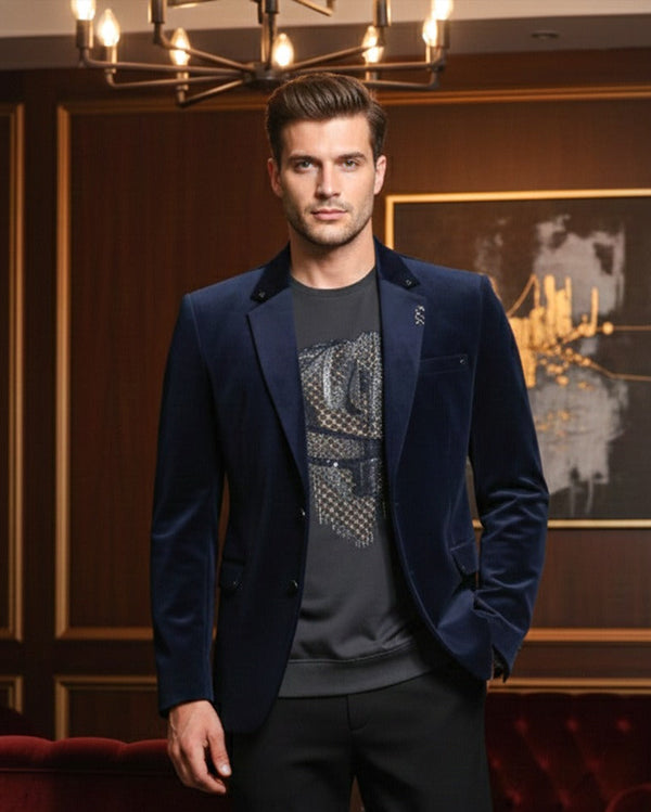 Luxurious Navy Blue Party Blazer