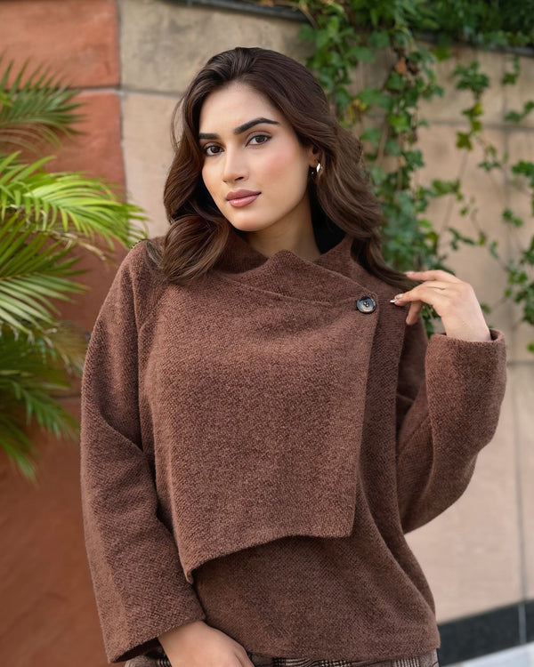 Classic Brown Draped Poncho