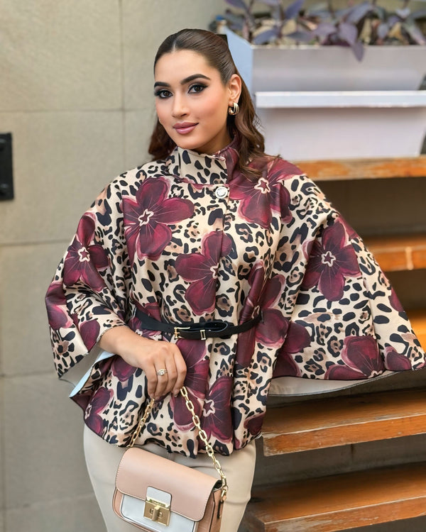 Leopard Bloom Designer Poncho