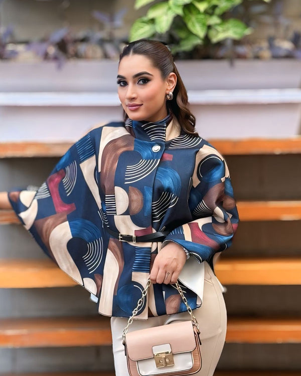 Abstract Print Designer Poncho