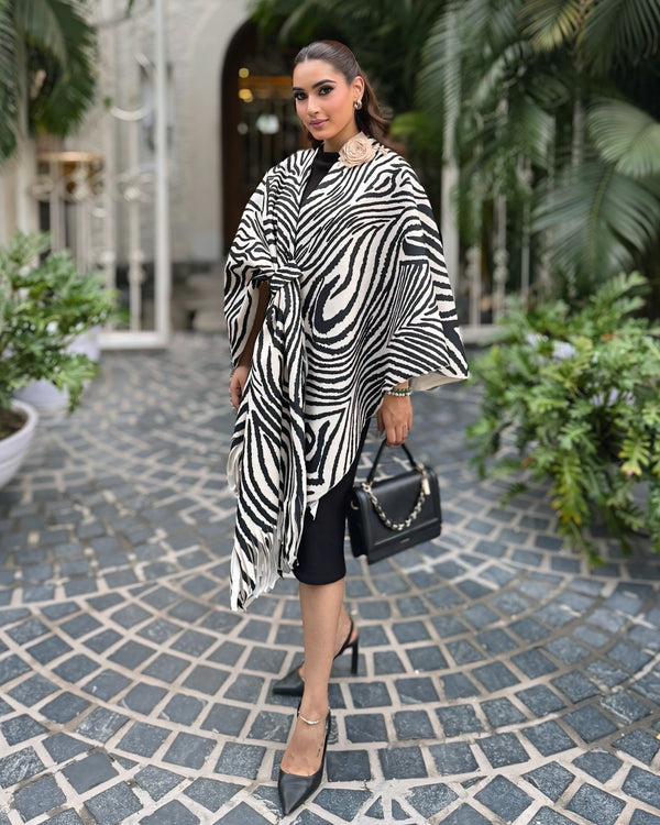Zebra Wave Oversized Cape