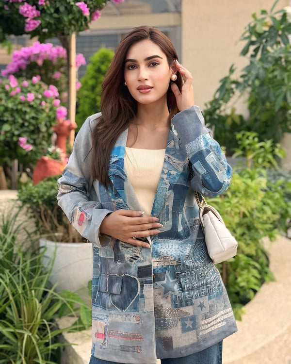 Abstract Print Fashion Blazer