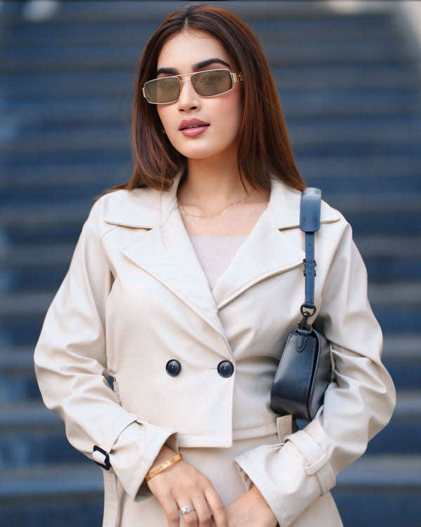 Cream Couture Cropped Blazer