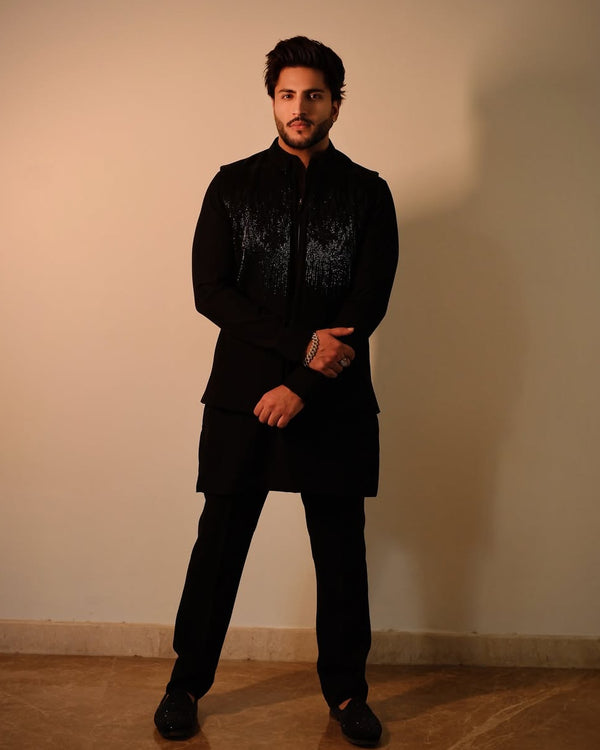 Midnight Embellished Indo-Western Suit