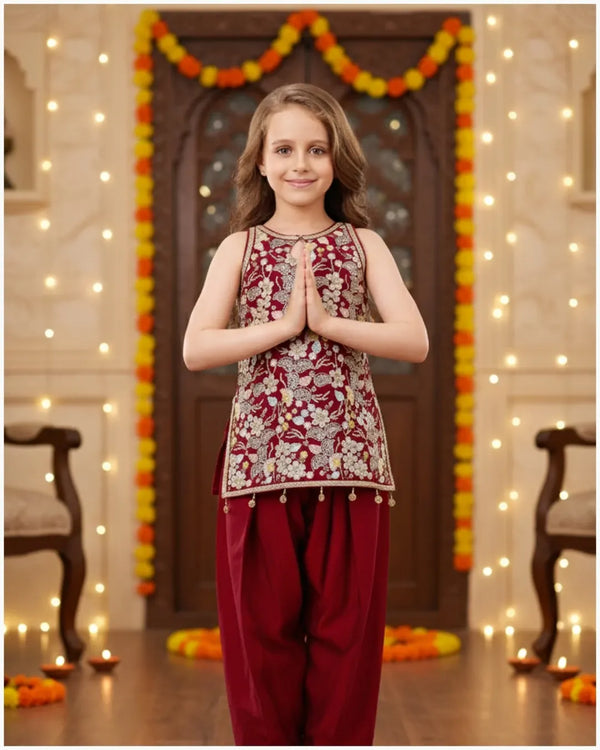 Festive Bloom – The Perfect Maroon Ensemble