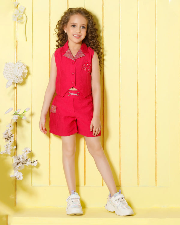 Stylist Top and Shorts Co-Ord Set for Girls