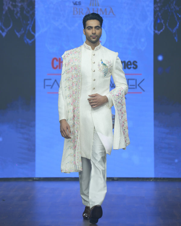 Designer Off White Sherwani Set