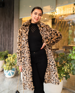 Designer Leopard Print Faux Fur Coat - Simran Narang's Choice