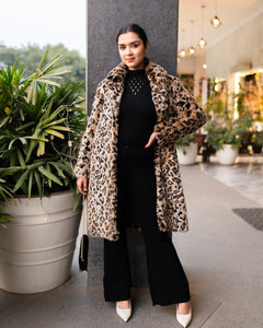 Designer Leopard Print Faux Fur Coat - Simran Narang's Choice