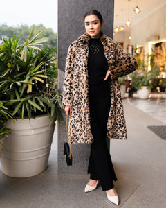 Designer Leopard Print Faux Fur Coat - Simran Narang's Choice