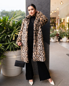 Designer Leopard Print Faux Fur Coat - Simran Narang's Choice