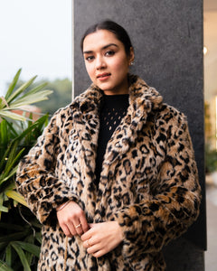 Designer Leopard Print Faux Fur Coat - Simran Narang's Choice